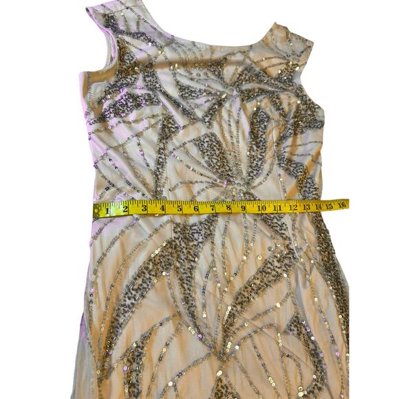 Adrianna Papell Blush Sequined Gown - Size 10 - Picture 6 of 15